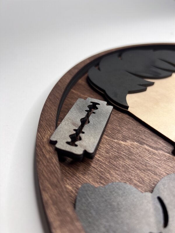 drewniana dekoracja barber 3d z personalizacją i logo salonu