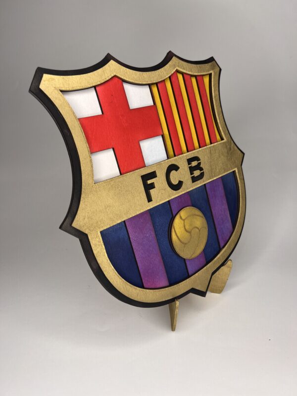 drewniany herb klubu – fc barcelona | wielowarstwowa dekoracja 3d