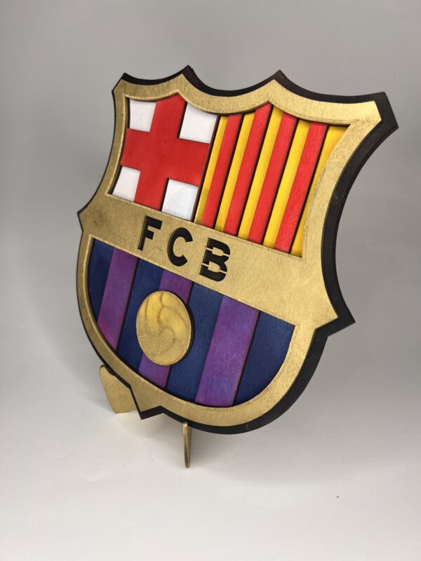 drewniany herb klubu – fc barcelona | wielowarstwowa dekoracja 3d