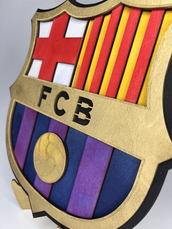 drewniany herb klubu – fc barcelona | wielowarstwowa dekoracja 3d