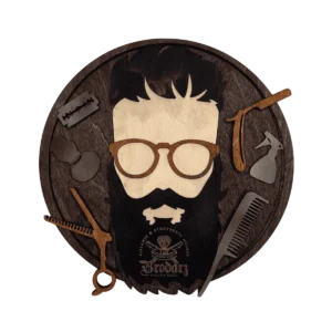 drewniana dekoracja barber 3d z personalizacją i logo salonu