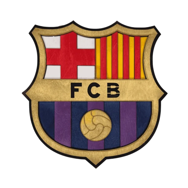 drewniane logo fc barcelona – wielowarstwowa dekoracja 3d z grawerem